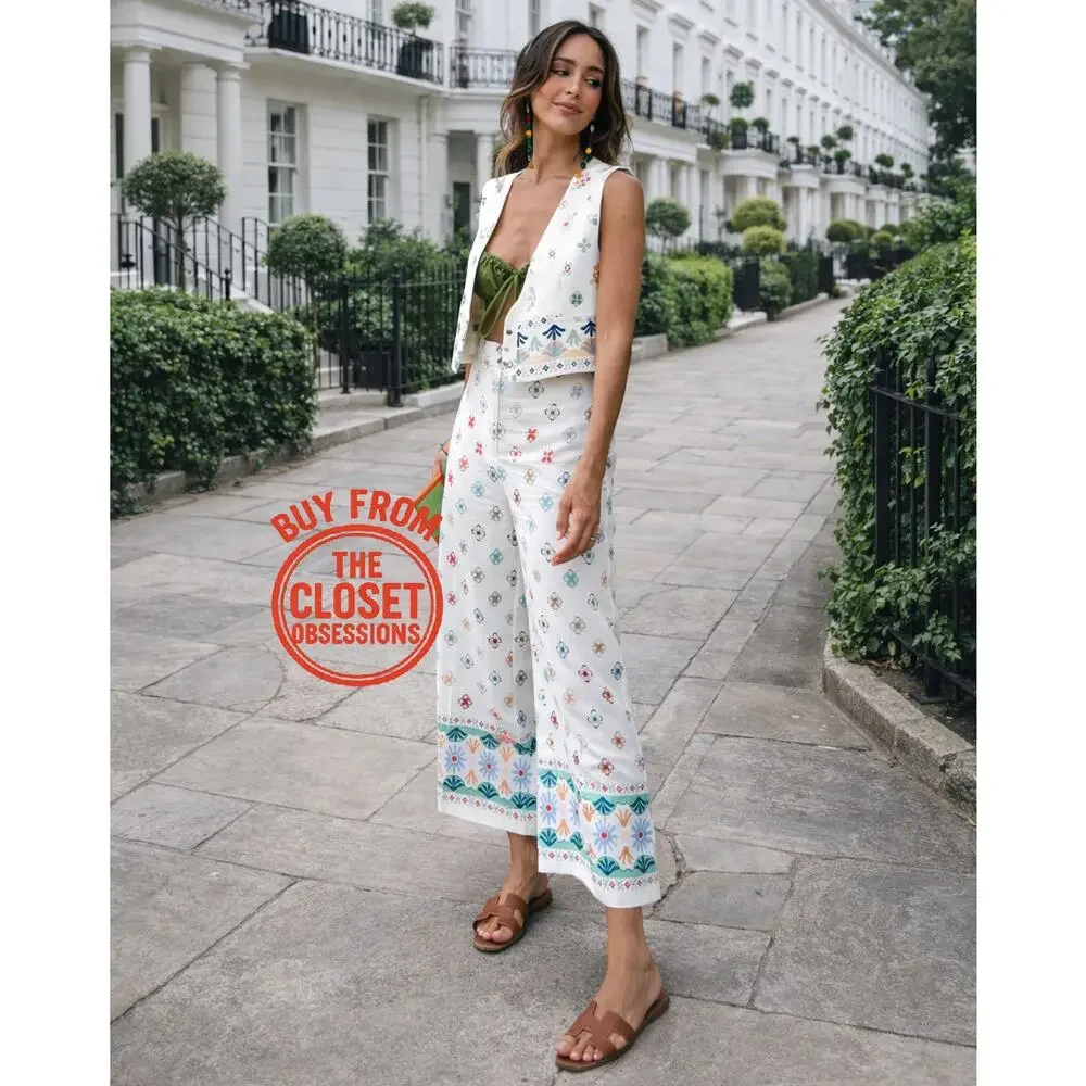 ZARA Co-Ord Set Sleeveless Vest Wide Leg Pants NWT Rare